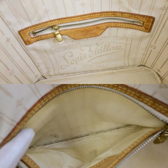 LOUIS VUITTON Neverfull PM Shoulder Tote Bag Damier Azur Leather N51110 74YG880 - Picture 6 of 16